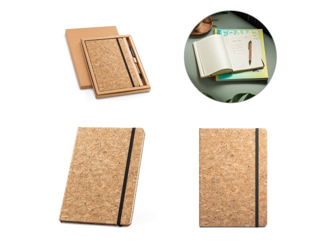 FREUD II. Conjunto de bloco de notas e esferogr�fica em corti�a