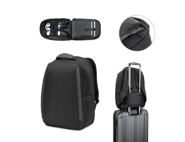 YANGON BPACK. Mochila antirroubo, em poli�ster reciclado 600D twill, resistente � �gua, e bolso para notebook 17.3" 20 L