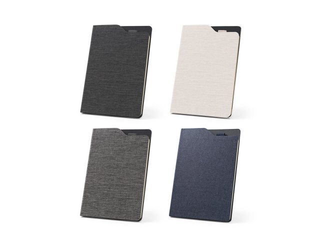 LOBATO. Caderno A5 de capa dura em tecido poli�ster 100% reciclado