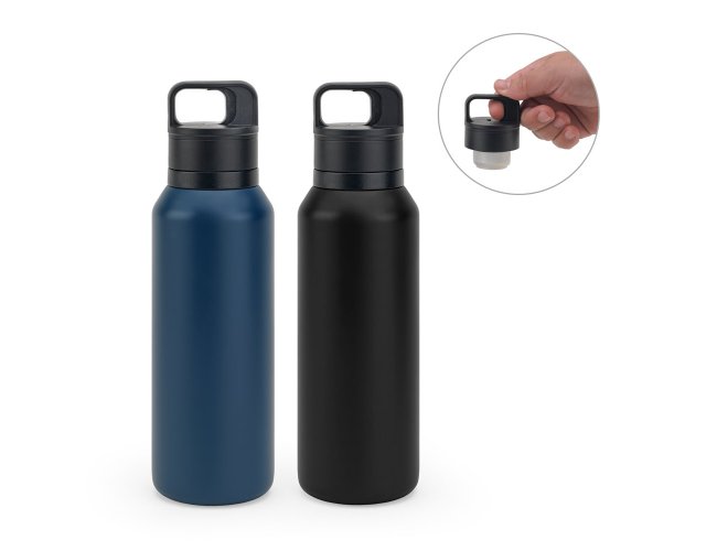NICKLAUS. Garrafa em a�o 91% inoxid�vel com parede dupla isolada a v�cuo e bot�o que facilita sua abertura 590 mL