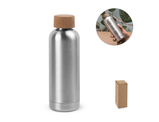 DALEY. Squeeze em a�o inox de parede simples, com tampa em corti�a 760 mL