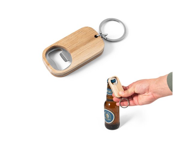 ROGERS. Abridor de garrafas em a�o inox e bambu
