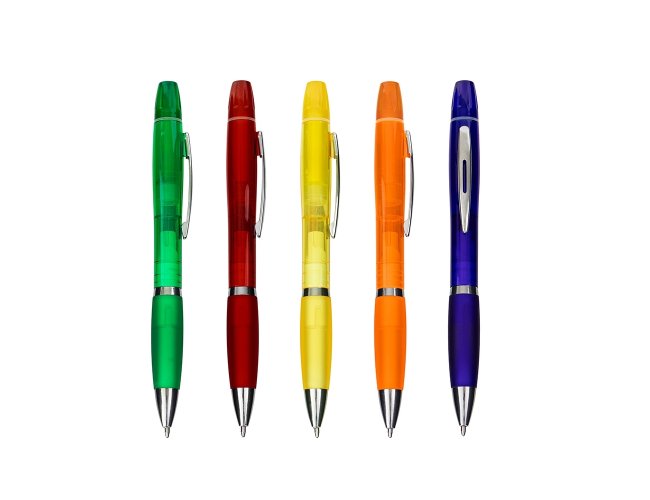 Caneta Pl�stica com Marca-Texto