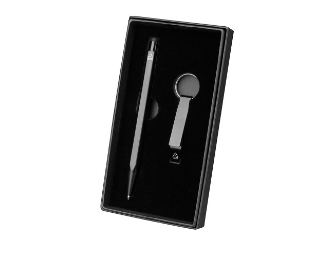 Conjunto caneta e chaveiro